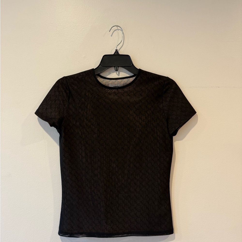 Miaou Black mesh Short-Sleeve Top